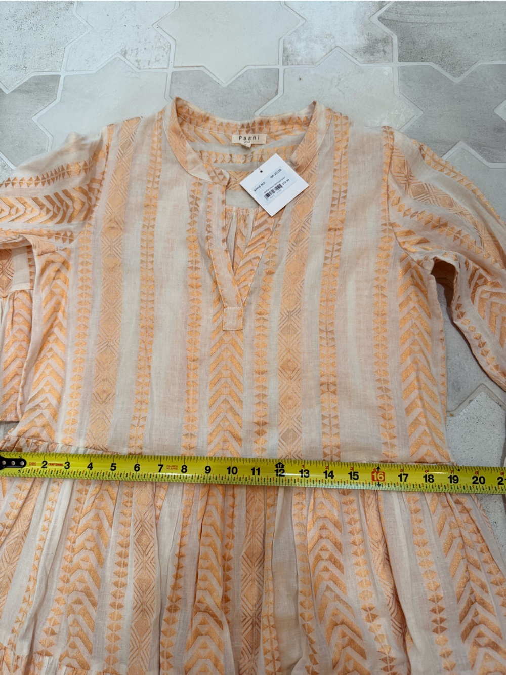 Paani Tiered White & Gold Cotton Swing Dress BNWT - Picture 4 of 8